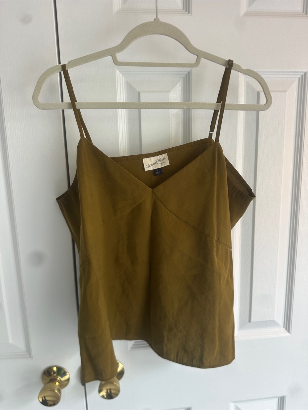 Olive-Tone V-Neck Spaghetti Strap Cami